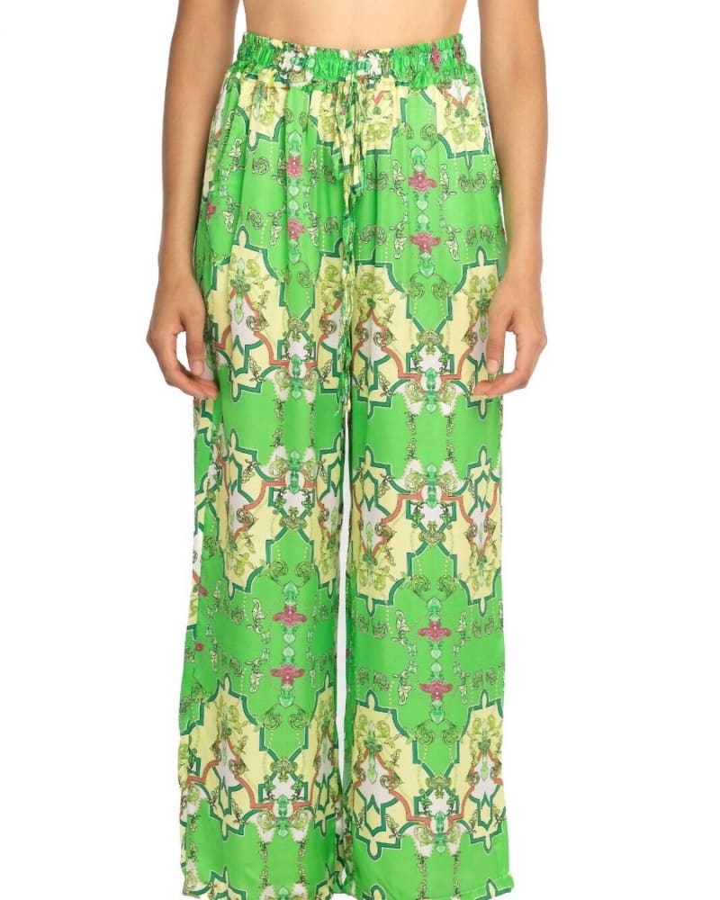 Front of a model wearing a size Large Bold Rayon Pull-On Pant in Royal Green in Royal Green by ASTRID. | dia_product_style_image_id:345898